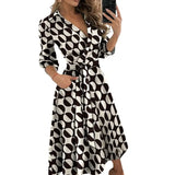 Sleeve V-Neck Casual Loose Holiday Midi