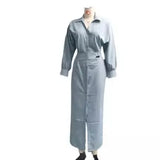 Fongt Women's Blue Dress Temperament Elegant Spring And Summer Commuting Long Sleeve Dress Hot Style-Outfit