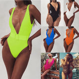 Fongt Hot Style Female Piece Swimsuit Leopard Print Belt Buckle Integrated Bikini-Outfit