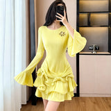 Fongt Kong Style Retro Open Skirt Winter With Sweater Medium Long Korean Temperament High-Waist Thin As Hips A Skirt