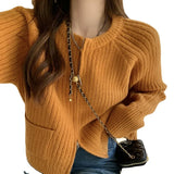 Fongt Temperament Double Zipper Pit Short New Sweater Female Spring Pocket Sweater Loose Inside Jacket Female-Outfit