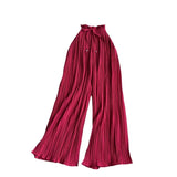 Fongt Wear A High Waist Strap With Casual Pants Female Micro Fat Large Size Show Thin Cover Meat Hanging Feeling Wide Leg Pleated Pants-Outfit