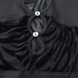 Sexy Zebra Print Cut Out Mesh Transparent Women Mini Dress for Beach Holiday Night Club Goth Party Bodycon Pencil Shorts