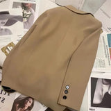 Spring Autumn Suit Jacket Women Vintage Blazers Solid Single-breasted Casual Coat Lady Black Pink Khaki Blazers