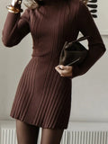 Fongt Half-Necked Dress Knitted Dress Spring 2025 Temperament Tweed A-Word Skirt