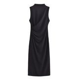 Fongt And Winter New Folding Decoration Midi Sleeveless Dress 9224262
