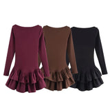 Fongt New Women's Fashion Elegant Sexy Cascade Decoration Short Dress