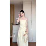 Fongt Sense Asymmetric Folding Design Corset Female High-Waisted Ponbo Skirt Niche Fashionable Suit