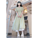 Fongt Dress Women's 2025 Summer New French Temperament Short-Sleeved Folding Skirt In The Waist