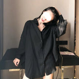 Fongt Shirt Female Fashion Fashion Design Sense Of Small Mature Retro Hong Kong Flavor Loose Shirt South Korea
