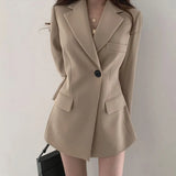 Fongt Shoulder Loose Thin Black Small Suit Jacket Woman 2025 New Korean Long-Sleeved Suit Top