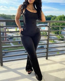 Independent Station New Fashionable Printed Solid Color Suspender Jumpsuit-Outfit