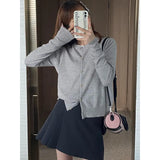 Fongt Gray Knitted Cardigan Women's Autumn With High-End Sweater Coat Early Autumn Temperament Long Sleeve