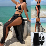 2023 New Plain Dress With Waist-Eye Strapped Three-Piece Swimsuit