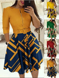 New Ladies' Fashionable Long-Sleeved Dress With Belt-Outfit