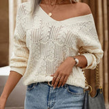 Fongt Women's Sweater Tying Back Hollow Knitted V-Neck Top Factory