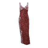 Fongt Summer Women's Vintage Print Premium Slip Dress Evening