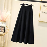 Fongt And Winter 2023 With Sweater High-Waist Jacquard Long Knitted Half-Length Umbrella Skirt Temperament Wool Long Skirt-Outfit