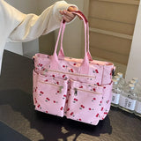 Printed Cherry Large Capacity Shoulder Bag-Outfit