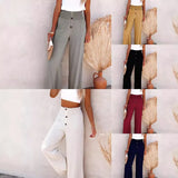 Fongt Women's Spring And Summer New Women's Pants Solid Cotton Tampons Tight Loose Leisure Wide Legs Women's Trousers