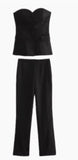 Fongt Women's Clip Lingerie Trousers Foot Forked Straight Trousers Set