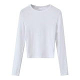 Fongt Round Collar Stitching Long Sleeve Bottom Shirt Women Autumn And Winter New Slimming Inside T-Shirt Top