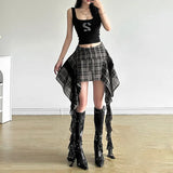Fongt Summer New Women's Retro Port Style Splicing Irregular Design Body Skirt