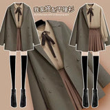 coat three-piece jacket blouse short skirt 3 Pieces Set women streetwear autumn winter suit female Korean
