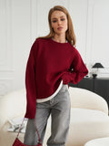Fongt Autumn And Winter Hot Sale Thick Short Round Neck Solid Color Sweater Bum Basic Women's Clothing