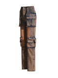 Fongt Feng Shui Wash Multi-Pocket Cargo Pants 2024 Spring New Fashion Design Sense Slim And Versatile Jeans Woman-Outfit