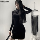 Dark Solid Vintage Gothic Dresses Harajuku Autumn 2021 Patchwork Grunge Spliced Women Dress Button Longsleeve