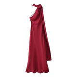 Fongt Explosive Women's Temperament Lightly Exposed Back Ribbon Hanging Neck Dress