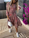 Print V Neck Long Shirt