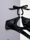 Fongt Swimwear Sexy Black Serpentine Pit Bikini D565W-Outfit