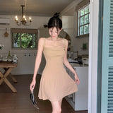 Show Chest A Dress Summer New Ins Gentle Lady Style Solid Color Short Skirt Girl-Outfit