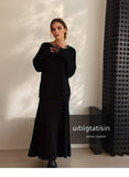 Fongt Elegant Knitted Suit Women's Shoulder Sweater Tops In Autumn And Winter 2025
