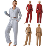 Fongt Women's Pajamas Autumn And Winter Thick Long-Sleeved Cardigan Trousers Two Sets Of Home Clothes-Outfit