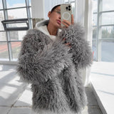 Fongt Winter Fashion Faux Fur Coat Women's Loose Soft Thicker Coat