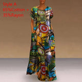 Printed Maxi Dress 2022 Casual Women's Summer Sundress VONDA Bohemian Female Printed Robe Short Sleeve