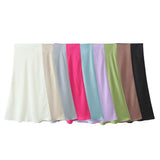 Trendy Women's Dress In Spring And Summer, The New Concise Medium And Long Style Bright Full-Length Skirt, Basic Bag Hip Skirt.-Outfit