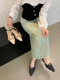Fongt Heel Skirt Bag Head Sandals Fairy Shoes 2025 Summer New Mesh Permeable Fine Back Empty Head Single Shoes