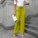 Fongt Women's Casual Fashion. Waist Wide Leg Trousers Thin Loose Trousers