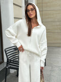 Fongt Sweater Set Women Loose Soft Jacket Sweater Cardigan + Wide Leg Pants Two Sets