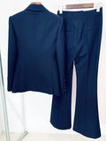 QUALITY New 2023 S/S Designer Suit Set Single Button Slim Fitting Blazer Flare Pants Suit Two Piece Sets Womens