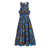 Chic Printing Long Holiday Women's Dress 2021 Summer Harajuku Western Style Female