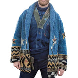 Fongt Men's Autumn And Winter Jersey Knitted Shirt Collar Long Cardigan Sweater Jacket