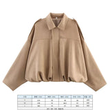 Fongt Spring Pilot Jacket Bat Sleeve Zipper Loose Tuffen Jacket Women's Casual Jacket