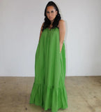 Short Sleeve Ruffled Maxi Long