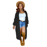 Fongt New Women's Pure Color Casual Sweater Cardigan Long Coat-Outfit