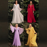 Fongt New Women's Wish Sexy Deep V Long-Sleeved Dress Dress
